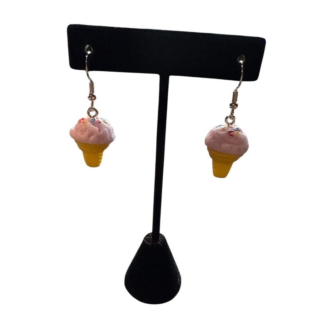 3 For $20 3D Pink and Yellow Ice Cream Cone Dangle Earrings “You Pick 3” - Picture 3 of 7